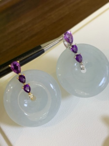 Collier pendentif donut en jadéite birmane naturelle de qualité A, en argent sterling 925, bijoux en cristal de jade conçus pour cadeau, vente en gros - Product Image 6