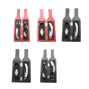 Wine Bottle Opener Kit Stainless Steel Red Case With <b>Pourer</b> And Ring For Wine Serving - Product Image 2