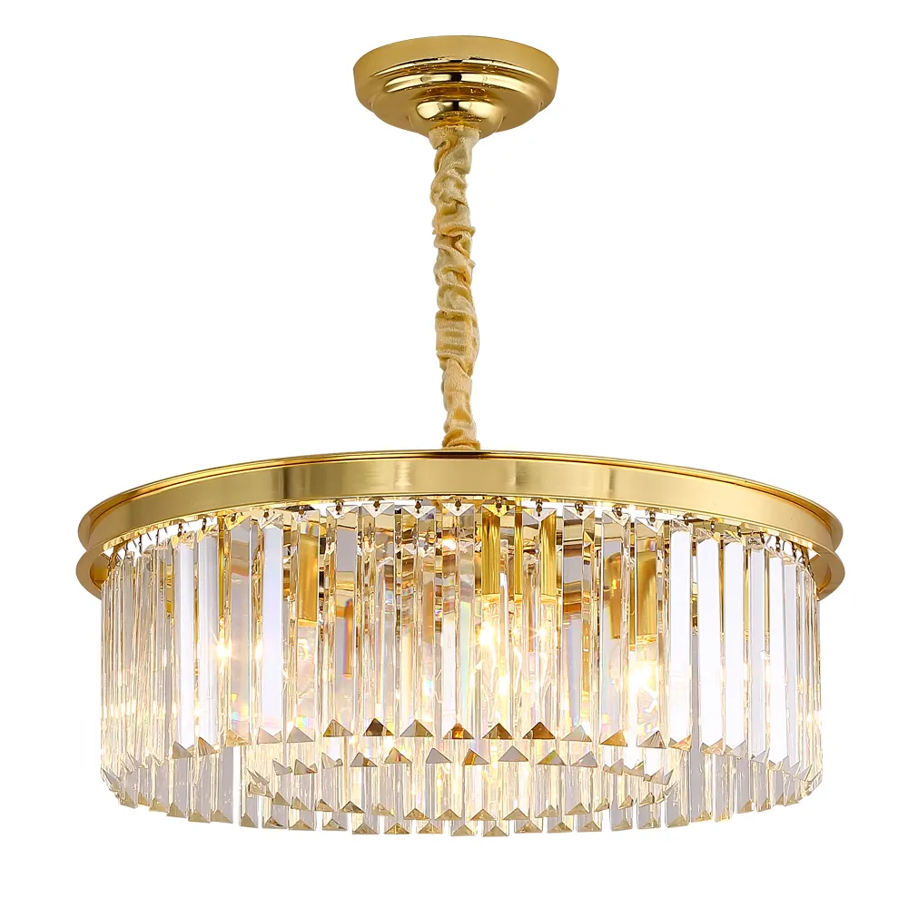 Meerosee Crystal Gold Chandelier Modern Chandeliers Lighting Pendant Ceiling Light Fixture for Dining Living Kitchen MD85051