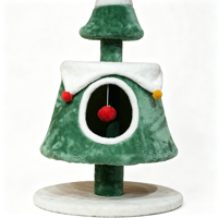 Arbre à chat multi-niveaux en forme de sapin de Noël, maison pour chat en peluche avec griffoir et jouet suspendu
