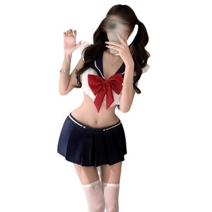 Yanyue [Savage Senior Cat] Uniforme JK Femminile Stile Universitario da Influencer con Colletto Blu Navy e Minigonna Ultracorta Set Completo da Marinaio - Product Image 5