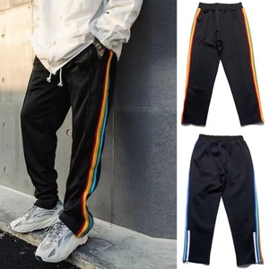 New Arrival Men <b>Rainbow</b> Striped Casual Pants Drawstring Elastic Waist Hot Sale Sweatpants Jogger Pants - Product Image 4