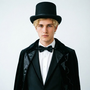 HKZB Custom Spring and Autumn Formal Short Brimmed <b>Cap</b> Vintage British Style Top Hat for Business & Party - Product Image 3