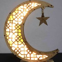Ornements de lune, artisanat lumineux arabe musulman, décorations rustiques, croissant de lune en bois, décoration de festival, écologique
