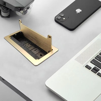 Extensión de Escritorio de Aluminio para Oficina, Toma de Corriente para Conferencias, Organizador de Cables Eléctricos, Cubierta Abatible con Toma de Corriente