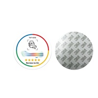 Autocollant de table en acrylique NFC blanc à pois pour carte de commentaires G, avec fonction tactile et connexion par scan du code QR pour commander le menu (panneau signalétique)