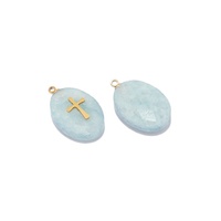 Pendentif en pierre naturelle en forme de goutte d'eau avec soleil et lune, breloque en acier inoxydable pour la fabrication de colliers et de bijoux