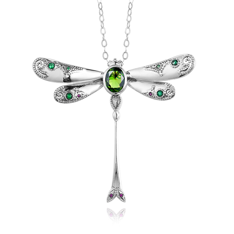 Colgante Libélula Plata De Ley 925 Collar Libélula Plata