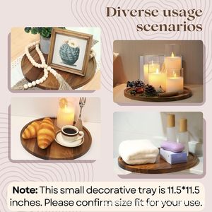 Wooden Serving <b>Tray</b> Round Natural Wood Decorative Plate For Tea Coffee <b>Snack</b> Fruit Kitchen Table Display - Product Image 3