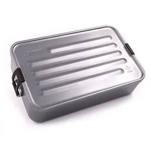 Latas cuadradas de forma especial, tarros de galletas, embalaje de Metal, latas grandes de aluminio para el almuerzo, caja rectangular multicapa, recipiente con tapa