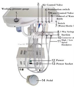 Unidade Móvel de Dentística Portátil de Luxo com Compressor de Ar de 12L, Carrinho de Transporte, Armário para Clínica Odontológica - Product Image 2