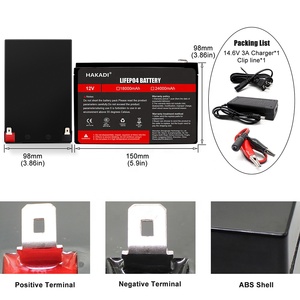 HAKADI Lifepo4 12 в 18 Ач перезаряжаемый литиевый аккумулятор Встроенный BMS с 3A зарядным устройством для бытовой техники уличный источник питания - Product Image 4