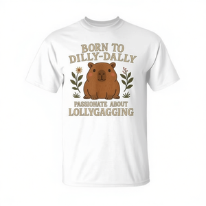 Capybara Born To Dilly Dally T-shirt unisexe pour adulte à manches courtes et col rond avec impression numérique - Product Image 3