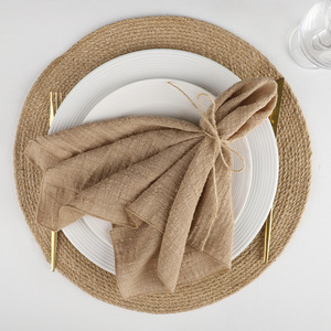 Imitatie linnen bamboe servet van crêpe stof met gehemde rand, vierkant, Amerikaanse stijl, tafeldecoratie voor feestjes, aanpasbaar - Product Image 6