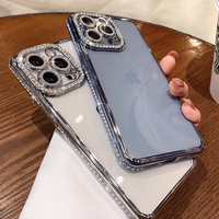Étui de luxe à paillettes et diamants pour iPhone 15 14 13 12 11 Pro Max, pour filles, plaqué, en TPU souple, antichoc