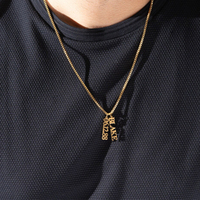Collier EManco avec chaîne en boîte, pendentif personnalisé vertical avec nom et date, cadeau pour anniversaire, fête, accessoire de bijouterie