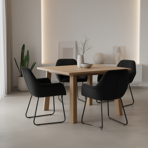 Set di 4 sedie da pranzo moderne in velluto nero con gambe in acciaio, design ergonomico, mobili contemporanei per la casa - Product Image 2
