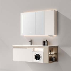 Mueble de Baño de Lujo Europeo, Mueble de Baño de Pared Personalizado, Juego Completo de Muebles de Baño de Madera Maciza y Cerámica para Hoteles - Product Image 1