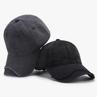 Gorra de Béisbol Unisex Ajustable de Algodón Suave con Bordado y Borde Crudo Minimalista