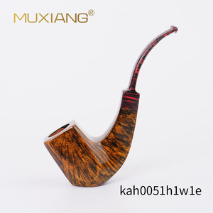 Muxiang Handcrafted Briarwood Smoking Pipe Bent Type With Vulcanized Rubber Mouthpiece Tobacco Pipe - Product Image 4