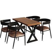 Ensemble de chaises de salle à manger en bois massif vintage et moderne en fer industriel Art Design pour le salon pour la maison Bar Restaurant BBQ Shop
