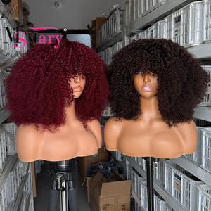 Perruque en <span class=keywords><strong>cheveux</strong></span> humains vierges vietnamiens bruts doublement étirés, bouclés, faits à la main, densité totale SDD, avec <span class=keywords><strong>frange</strong></span> - Product Image 6