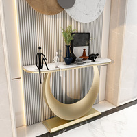Table console d'entrée minimaliste multifonctionnelle en pierre de quartz et métal, style italien, luxe léger, moderne et simple