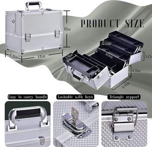 Portable <b>Makeup</b> <b>Case</b> Organizer with 6 Adjustable Trays Professional Artist Cosmetic Box for <b>Makeup</b> Artist Nail Technician - Product Image 4