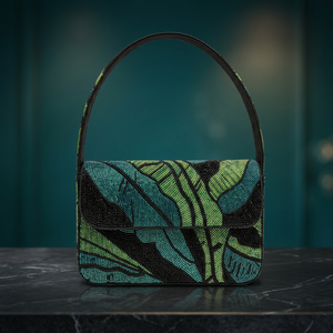 Sac à bandoulière léger de luxe fait main moderne durable en perles de verre abstraites motif feuille tropicale pour femme, personnalisable OEM ODM - Product Image 4