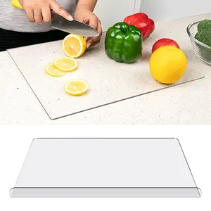 Claro Transparente Retângulo Personalizado Acrílico Antiderrapante Plástico Tábua De Corte Grande Tábua De Acrílico com Lábio para Cozinha