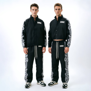 Custom Patchwork Sports Tracksuits Zip up Nylon <b>Jacket</b> and Pants Mens Jogger Windbreaker Gym Sets Embroidered Tracksuit for Men - Product Image 4