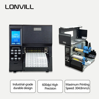 LONVILL 12ips Printer Label RFID Industri Berkapasitas Tinggi 600dpi Lebar Label 15-120mm dengan Pemotong Opsional untuk Gudang