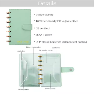 Carpeta de 6 anillas A6/A5 personalizada, carpeta económica de cuero PU con soporte de bolsillo, estilo de tapa dura para sobre de ahorro de efectivo, gestión de dinero - Product Image 5