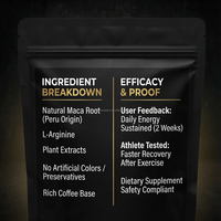 Café instantané ODM OEM Man Power Latte, boissons au café instantané, poudre d'extrait de maca noire, café énergétique à la maca pour hommes