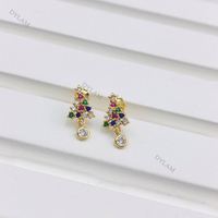 Pendientes de Plata de Ley S925 con Diamantes y Baño de Oro de 18k, Diseño de Árbol de Navidad, para Mujer, Marca Dylam