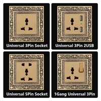 Baroque Bronze Métal Cuivre Matériel Panneau EU Français ROYAUME-UNI Standard International Universel Applique Murale Interrupteur 16A Prise Européenne