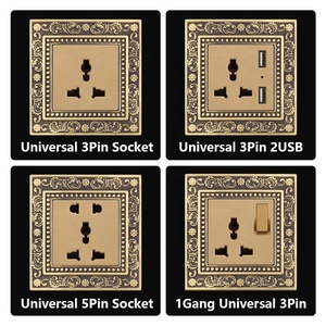 לוח חומר נחושת ברוק ברונזה מתכת האיחוד האירופי צרפתי בריטניה תקן בינלאומי אוניברסלי אור קיר מתג 16A שקע אירופאי - Product Image 4