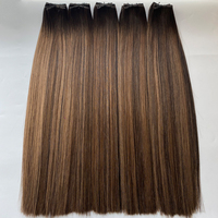 Cheveux humains doublement étirés, qualité supérieure Remy, couleur Balayage # Extensions de cheveux mukden, toutes les couleurs, teintables, micro-liens