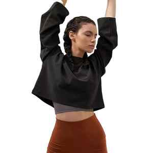 Camiseta Corta Personalizada de Algodón para Mujer, Estilo Hip Hop, Lisa, de Manga Larga, para Gimnasio y Deportes - Product Image 1