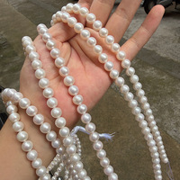 Perles d'eau douce naturelles blanches sans noyau de 8 mm, rondes, semi-finies, en nacre, pour collier DIY, perles faites à la main, 40 cm, 50 pièces