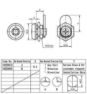 Serrure à came tubulaire OEM personnalisée en alliage de zinc et laiton chromé, 2 clés, entraxe 6,4 mm, pour boîte aux lettres, meubles et armoires de distribution - Product Image 6