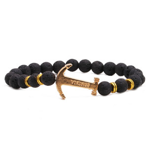 Pulsera de Piedra Volcánica con Ancla y Flecha para Hombre, Náutica, Aventura al Aire Libre, Yoga, Alivio del Estrés, Cuentas Curativas - Product Image 1
