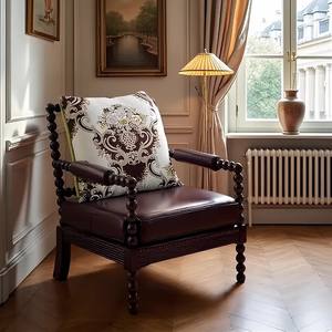 Fauteuil individuel de style vintage à motif floral et perles, capitonné, rétro américain, pour salon - Product Image 4