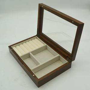 Caja de Almacenamiento de Joyas de Nogal Negro, Caja de Clasificación y Organización de Aretes y Collares, Caja de Exhibición de Anillos de Joyerí<span class=keywords><strong>a</strong></span> de Lujo Ligero - Product Image 3
