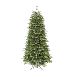 Arbre de Noël artificiel pré-éclairé de 2,1 m (7 pieds) à LED blanc chaud, de haute qualité, en PE et PVC, pour décoration intérieure personnalisée, vente en gros - Product Image 1