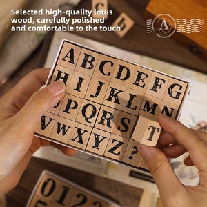 Sello de Madera Digital con Borde Roto, Diseño Retro de Letras y Números para Niños de Primaria - Product Image 2