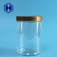 Bocaux en plastique PET ronds de 18 oz (530 ml) sans BPA pour sels et bonbons, vente en gros avec couvercles
