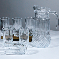 En gros, Carafe à eau en verre transparent épaissi de qualité supérieure pour boissons froides, avec emballage en lot