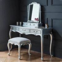 Ensemble de coiffeuse de luxe moderne pour chambre à coucher avec miroir, tabouret et commode à tiroirs en MDF sculpté à la main, idéal pour hôtel ou salle de bain