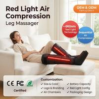 Bottes de récupération à compression d'air par lumière rouge 660nm, 5 chambres, sans fil, pour massage des jambes, mollets et pieds, compression séquentielle, OEM, vente en gros, CE